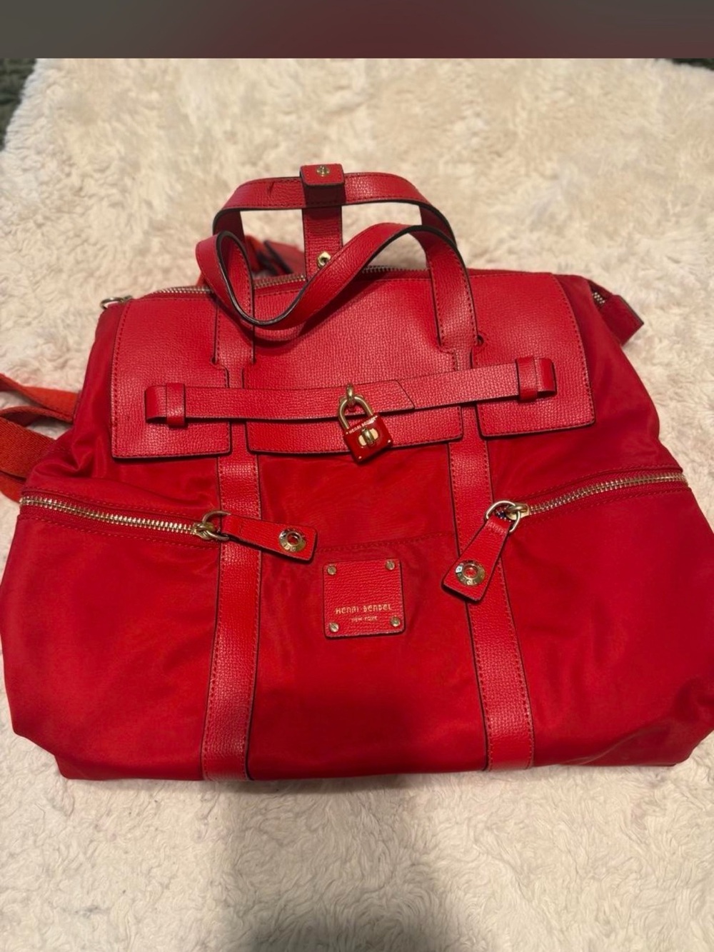henri bendel Red Tote with Gold Hardware Accents - Picture 4 of 4
